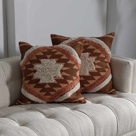 Reeves Orange Diamond Textured Throw Pillow-Throw Pillows-Parc Decor