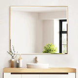 Reflections Sleek Modern Black Aluminum Framed Beveled Wall Mirror-镜子-Parc Decor