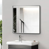 Reflections Sleek Modern Black Aluminum Framed Beveled Wall Mirror-镜子-Parc Decor