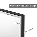 Reflections Sleek Modern Black Aluminum Framed Beveled Wall Mirror-镜子-Parc Decor