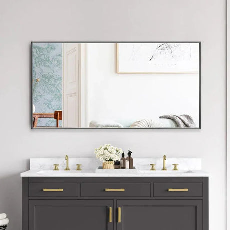 Reflections Sleek Modern Black Aluminum Framed Wall Mirror
