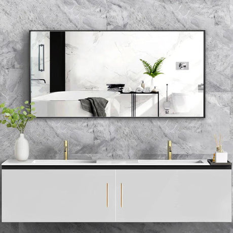 Reflections Sleek Modern Black Aluminum Framed Wall Mirror
