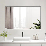 Reflections Sleek Modern Black Aluminum Framed Wall Mirror-镜子-Parc Decor