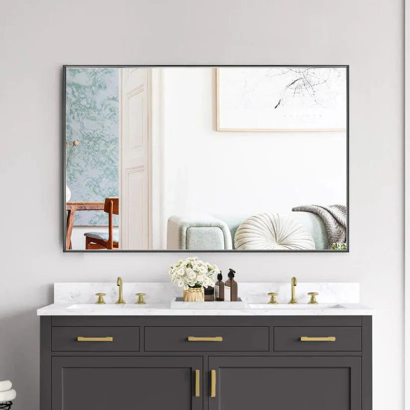 Reflections Sleek Modern Black Aluminum Framed Wall Mirror-镜子-Parc Decor