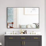 Reflections Sleek Modern Black Aluminum Framed Wall Mirror-镜子-Parc Decor