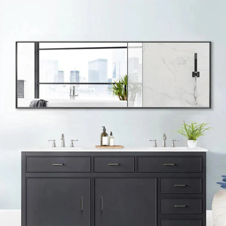 Reflections Sleek Modern Black Aluminum Framed Wall Mirror-镜子-Parc Decor