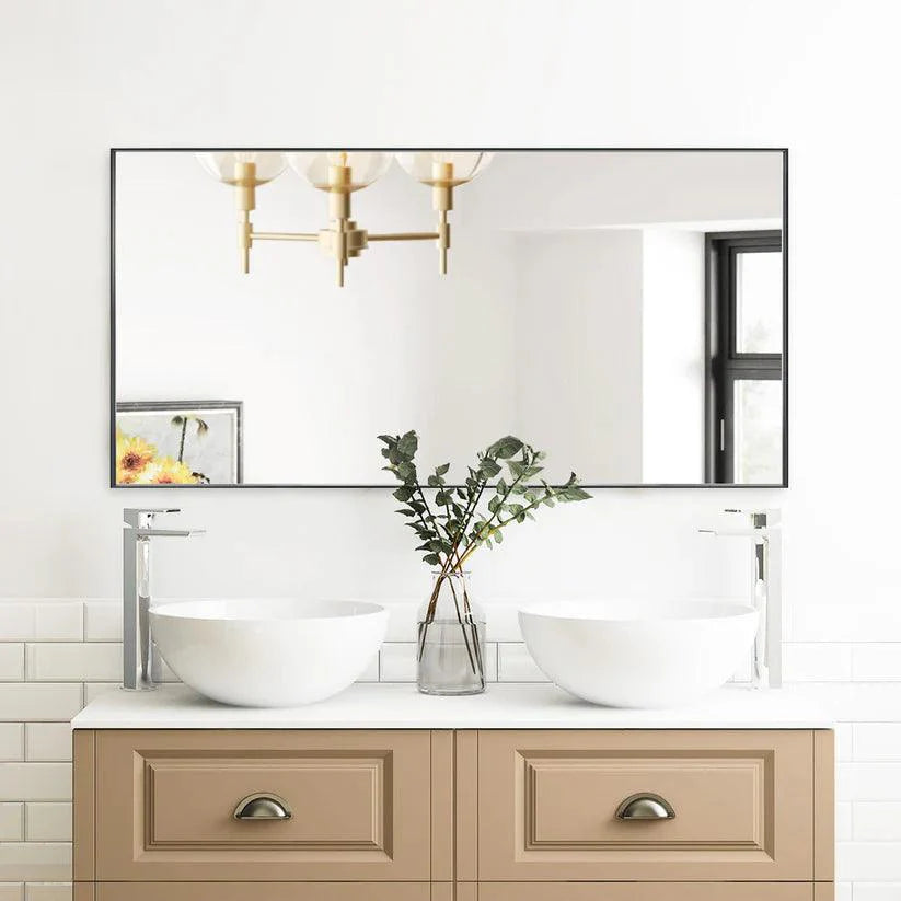 Reflections Sleek Modern Black Aluminum Framed Wall Mirror-镜子-Parc Decor