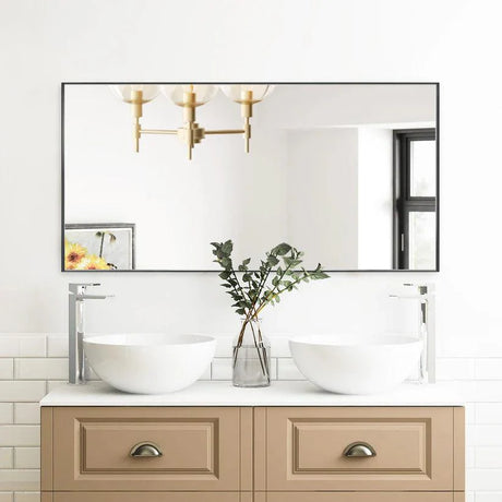 Reflections Sleek Modern Black Aluminum Framed Wall Mirror-镜子-Parc Decor