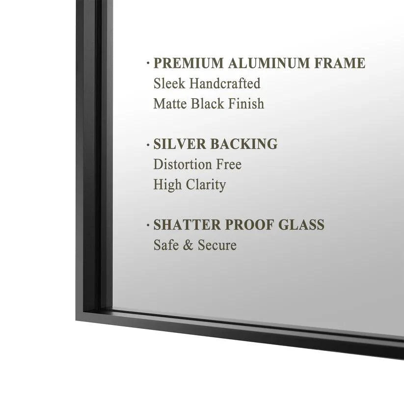 Reflections Sleek Modern Black Aluminum Framed Wall Mirror-镜子-Parc Decor