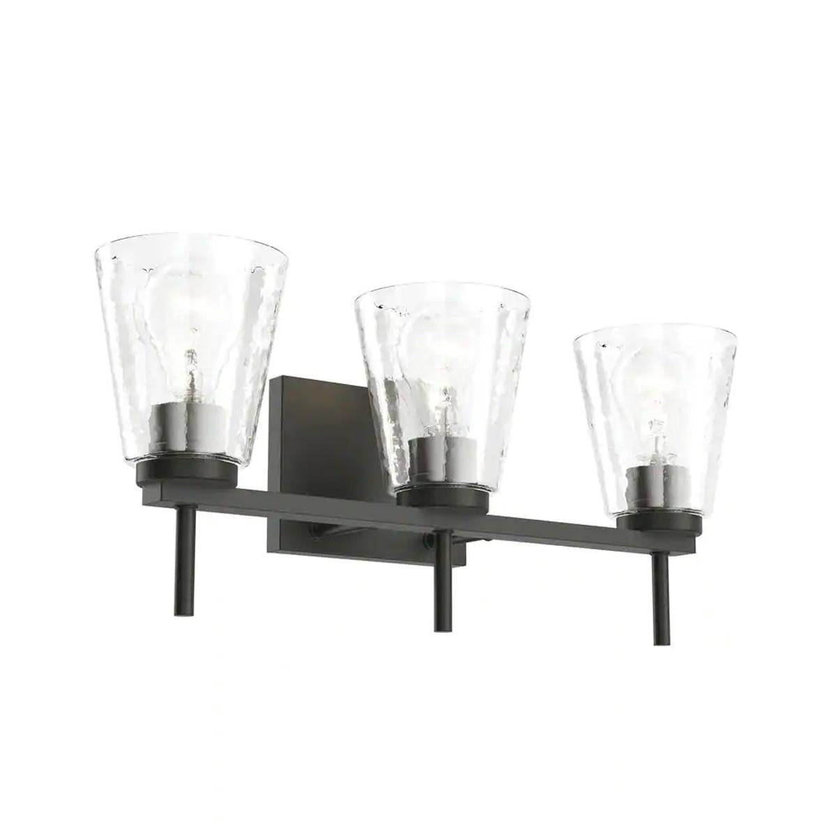 Renslow 21"W 3-Light Bath Vanity Light Fixture by Kichler Black Finish with Hammered Glass Shades