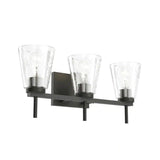 Renslow 21"W 3-Light Bath Vanity Light Fixture by Kichler Black Finish with Hammered Glass Shades