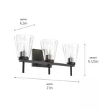 Renslow 21"W 3-Light Bath Vanity Light Fixture by Kichler Black Finish with Hammered Glass Shades