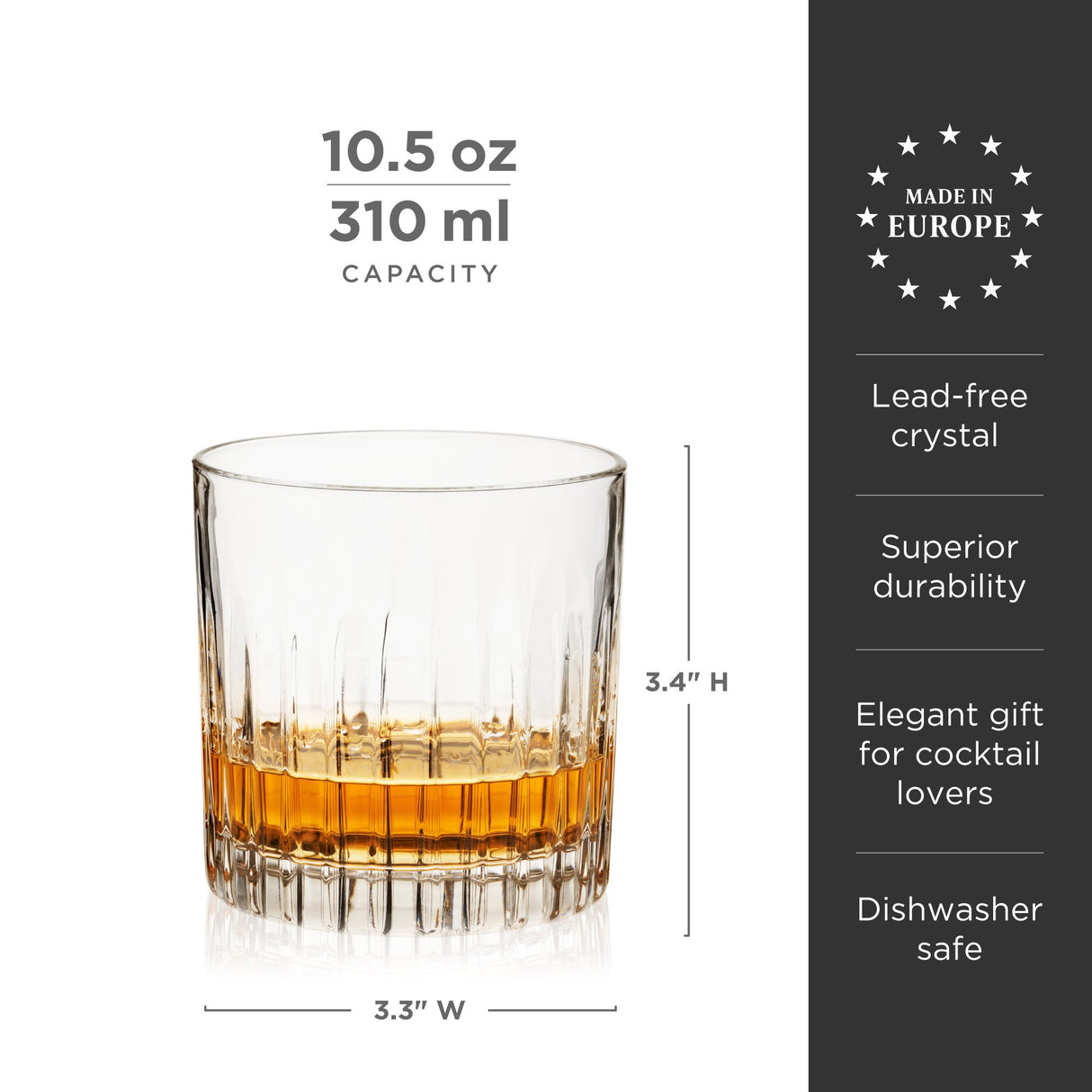 Reserve Milo Crystal Neat Glasses, Set of 4-product_type::stemless_cocktail_glasses-Parc Decor