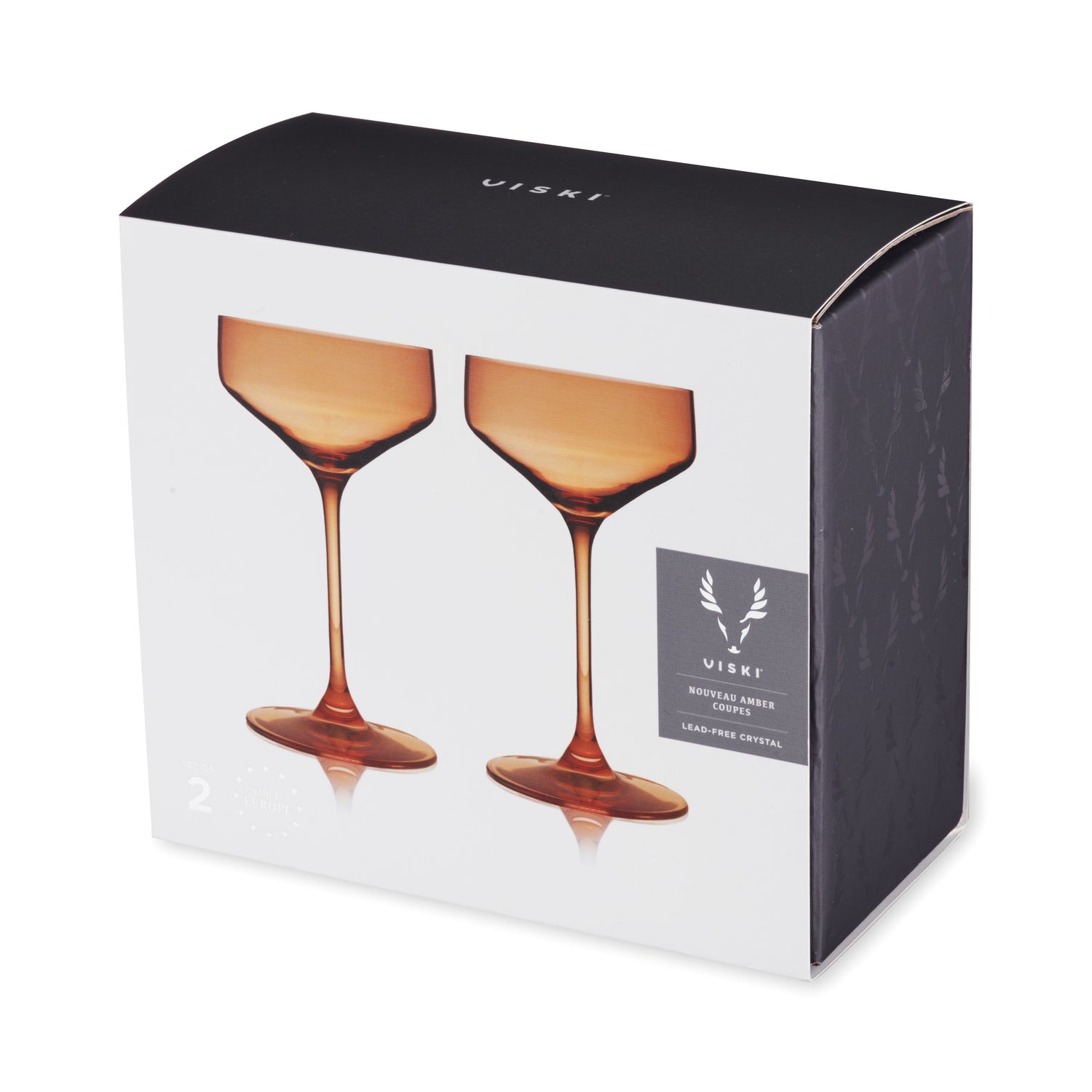 Reserve Nouveau Crystal Coupe Glasses in Amber Set of 2-product_type::stemmed_cocktail_glasses-Parc Decor