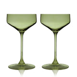 Reserve Nouveau Crystal Coupe Glasses in Sage Set of 2