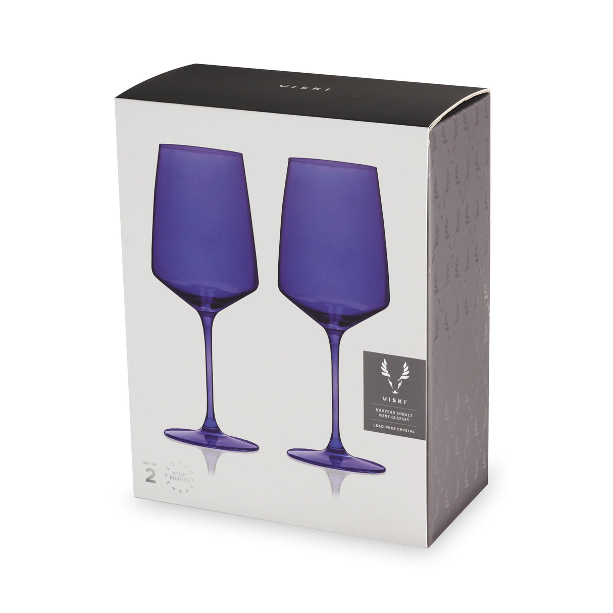 Reserve Nouveau Crystal Wine Glasses in Cobalt Set of 2-product_type::stemmed_wine_glasses-Parc Decor