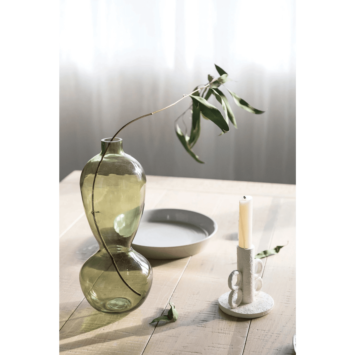 Resin Taper Candle Holder with Handles, Volcano Finish-Candles and Candle Accessories-Parc Decor