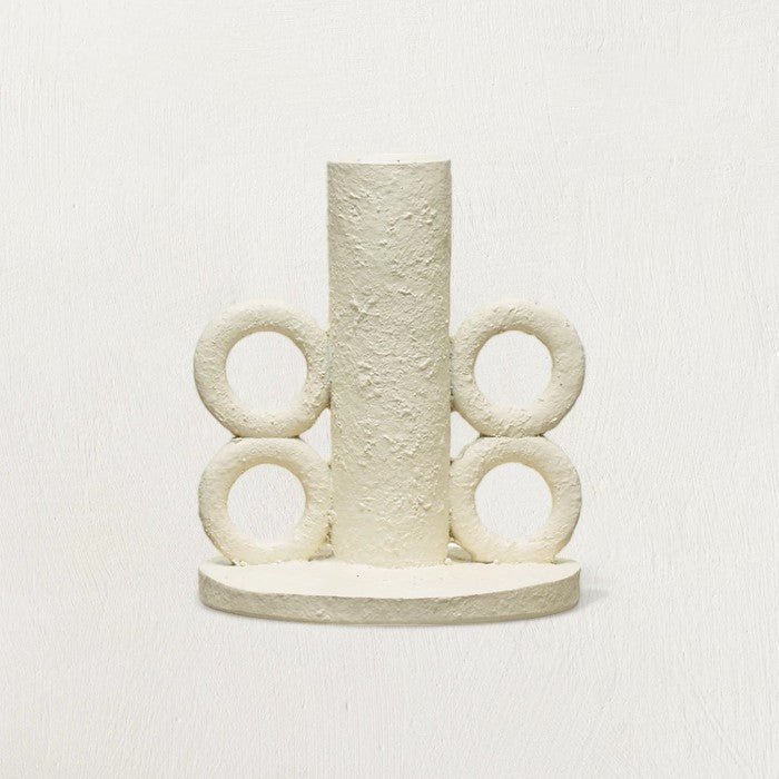 Resin Taper Candle Holder with Handles, Volcano Finish-Candles and Candle Accessories-Parc Decor