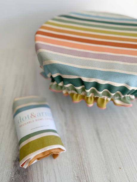 Reusable Bowl Cover- Beach Chair Stripes-Food Container Covers-Parc Decor