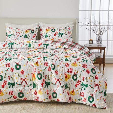 Reversible Christmas Comforter and Sham Set - Holiday / Lodge Odette Collection-Quilts & Comforters-Parc Decor
