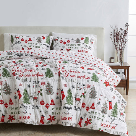 Reversible Christmas Comforter and Sham Set - Holiday / Lodge Odette Collection-Quilts & Comforters-Parc Decor