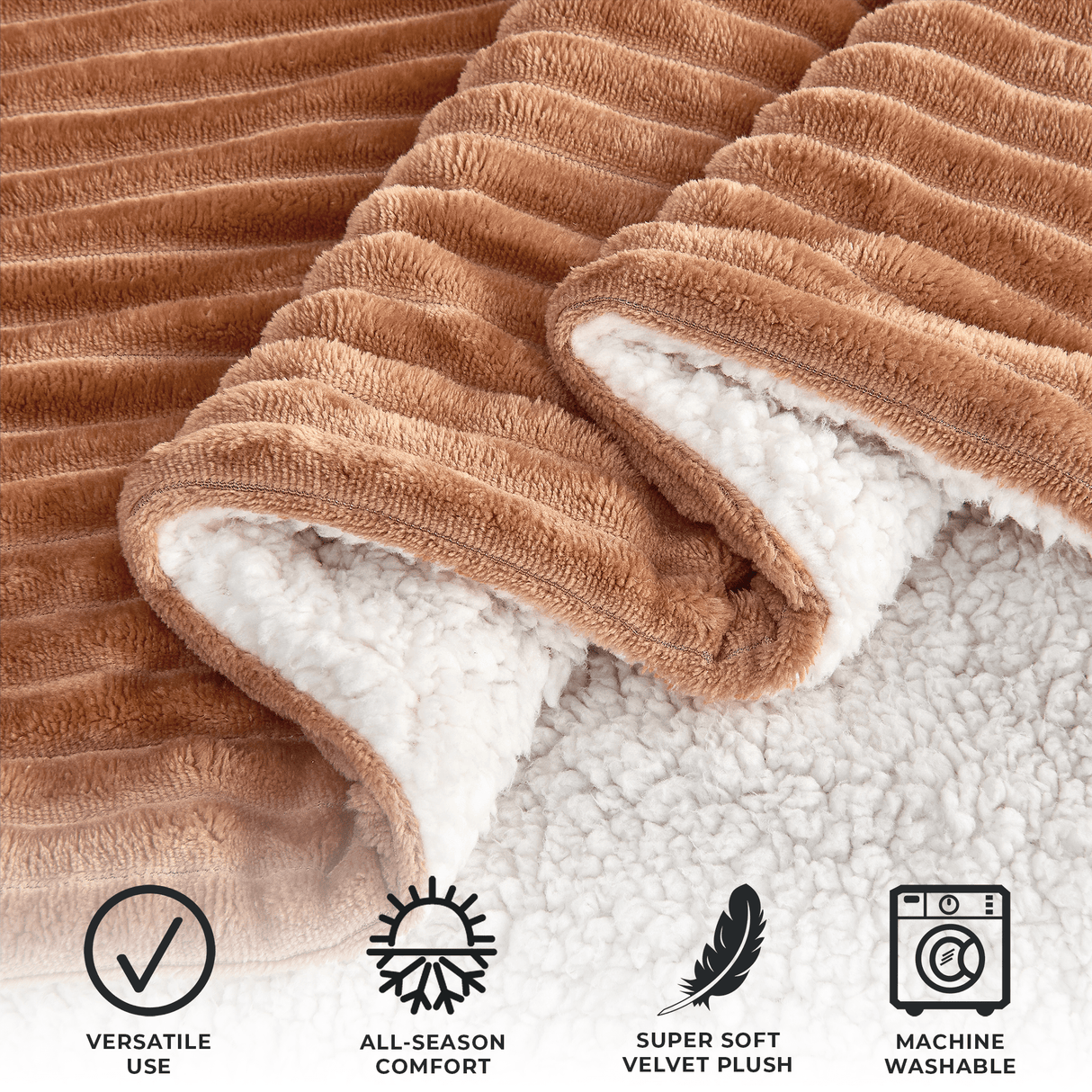 Ribbed Sherpa Throw Blanket - Corduroy Collection-Blankets-Parc Decor
