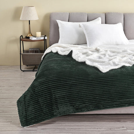 Ribbed Sherpa Throw Blanket - Corduroy Collection-Blankets-Parc Decor