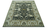 Richmond Custom Made Charcoal and Beige Hand Knotted Oushak wool Area Rug
