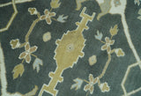 Richmond Custom Made Charcoal and Beige Hand Knotted Oushak wool Area Rug