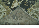 Richmond Custom Made Charcoal and Beige Hand Knotted Oushak wool Area Rug
