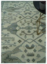 Richmond Custom Made Ivory and Olive Hand Knotted Oushak Wool Rug