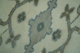 Richmond Custom Made Ivory and Olive Hand Knotted Oushak Wool Rug