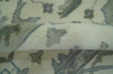 Richmond Custom Made Ivory and Olive Hand Knotted Oushak Wool Rug