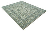 Richmond Custom Made Ivory and Olive Hand Knotted Oushak Wool Rug