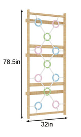 Ring Wall Panel Add-On for 79" Walnut Modular Swedish Ladder | Indoor Gymnastic Ring Wall for Kids