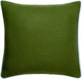 Rizzo Olive Green Wool Square Throw Pillow-Throw Pillows-Parc Decor