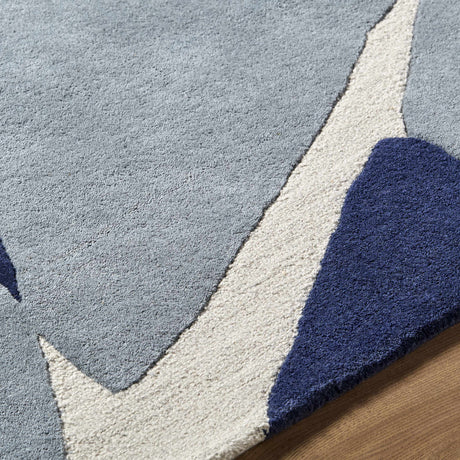 Robbins Modern Blue Wool Rug-Rugs-Parc Decor