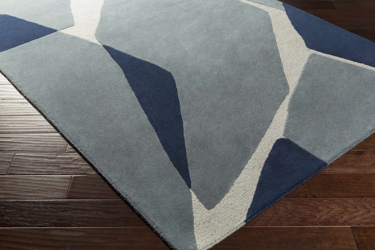 Robbins Modern Blue Wool Rug-Rugs-Parc Decor