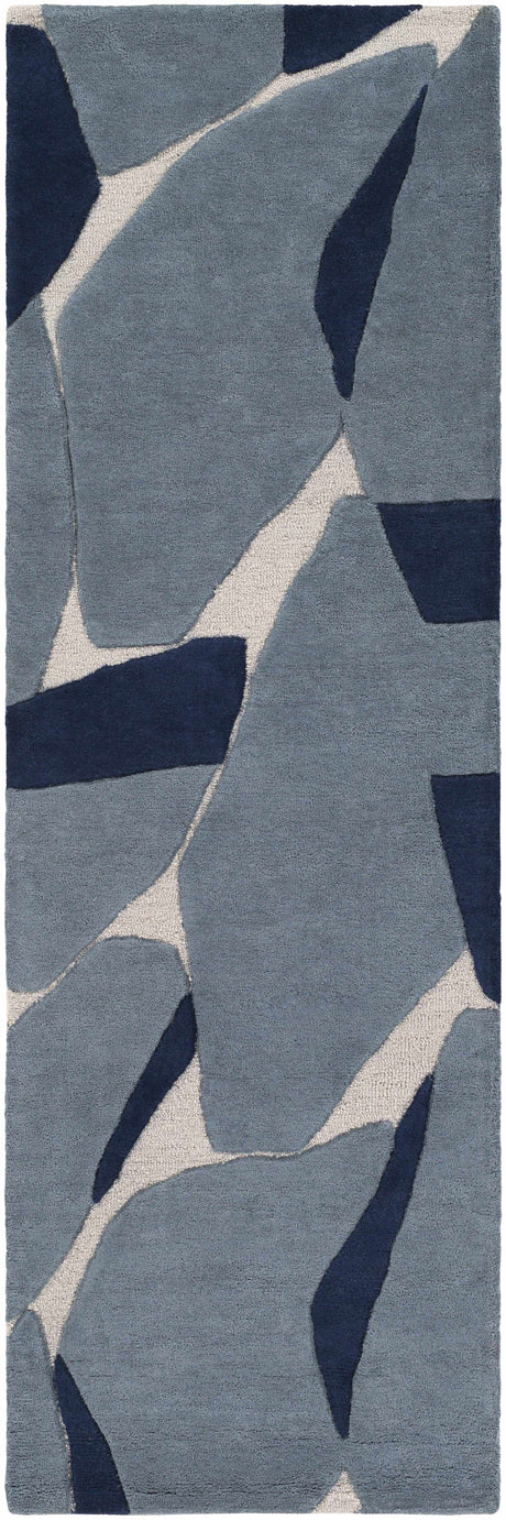 Robbins Modern Blue Wool Rug-Rugs-Parc Decor