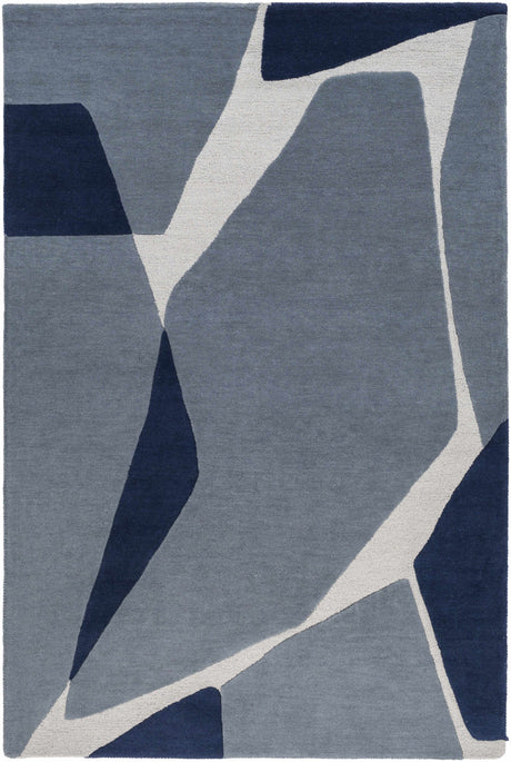 Robbins Modern Blue Wool Rug-Rugs-Parc Decor