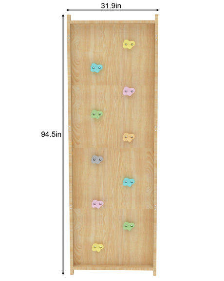 Rock Climbing Wall Panel Add-On for 95" Walnut Modular Swedish Ladder | Indoor Climbing Wall for Kids