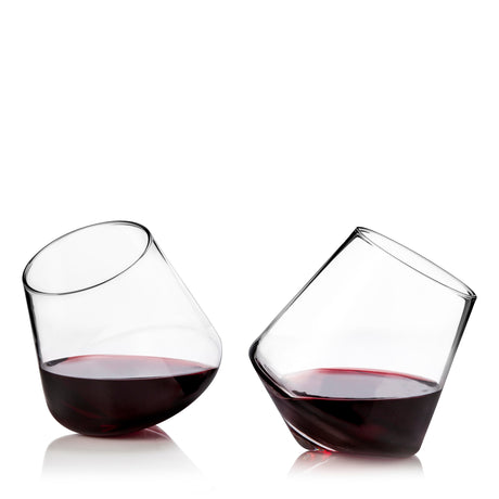 Rolling Crystal Wine Glasses Set of 2-product_type::stemless_wine_glasses-Parc Decor