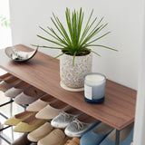 Rolling Five-Tier Shoe Rack (34.25" H) - Steel + Wood