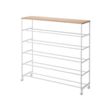 Rolling Five-Tier Shoe Rack (34.25" H) - Steel + Wood