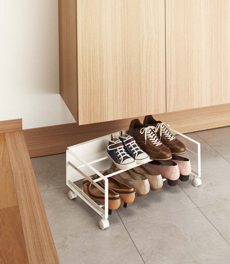 Rolling Shoe Rack (9" H) - Steel