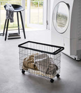 Rolling Wire Basket (14.8" H) - Steel-Laundry Basket-Parc Decor
