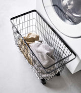 Rolling Wire Basket (14.8" H) - Steel-Laundry Basket-Parc Decor
