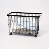 Rolling Wire Basket (14.8" H) - Steel-Laundry Basket-Parc Decor