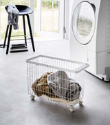 Rolling Wire Basket (14.8" H) - Steel-Laundry Basket-Parc Decor