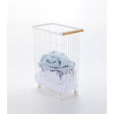 Rolling Wire Basket (24" H) - Steel + Wood